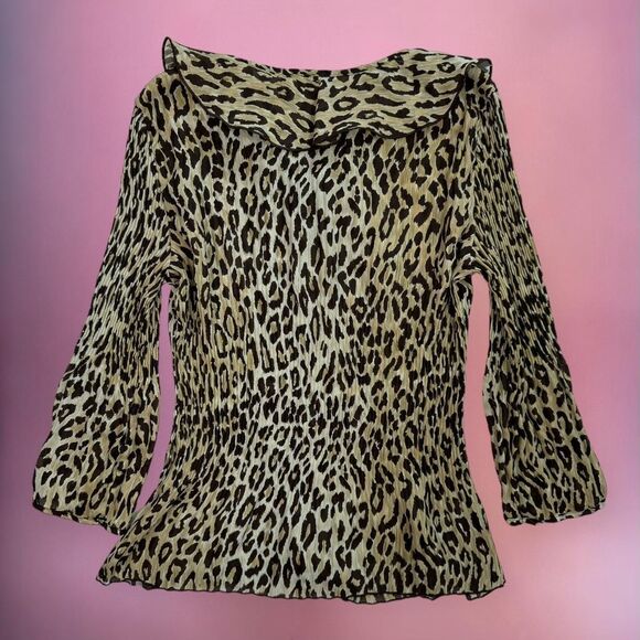 Vintage 1990s Essentials by Milano Leopard Print Blouse🎀 - Picture 6 of 8
